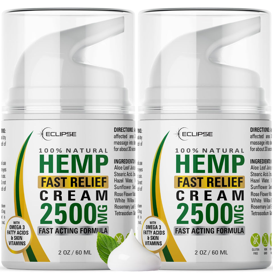 Eclipse Hemp front packaging showing two 4 oz tubes and branding benefit: easy replenishment