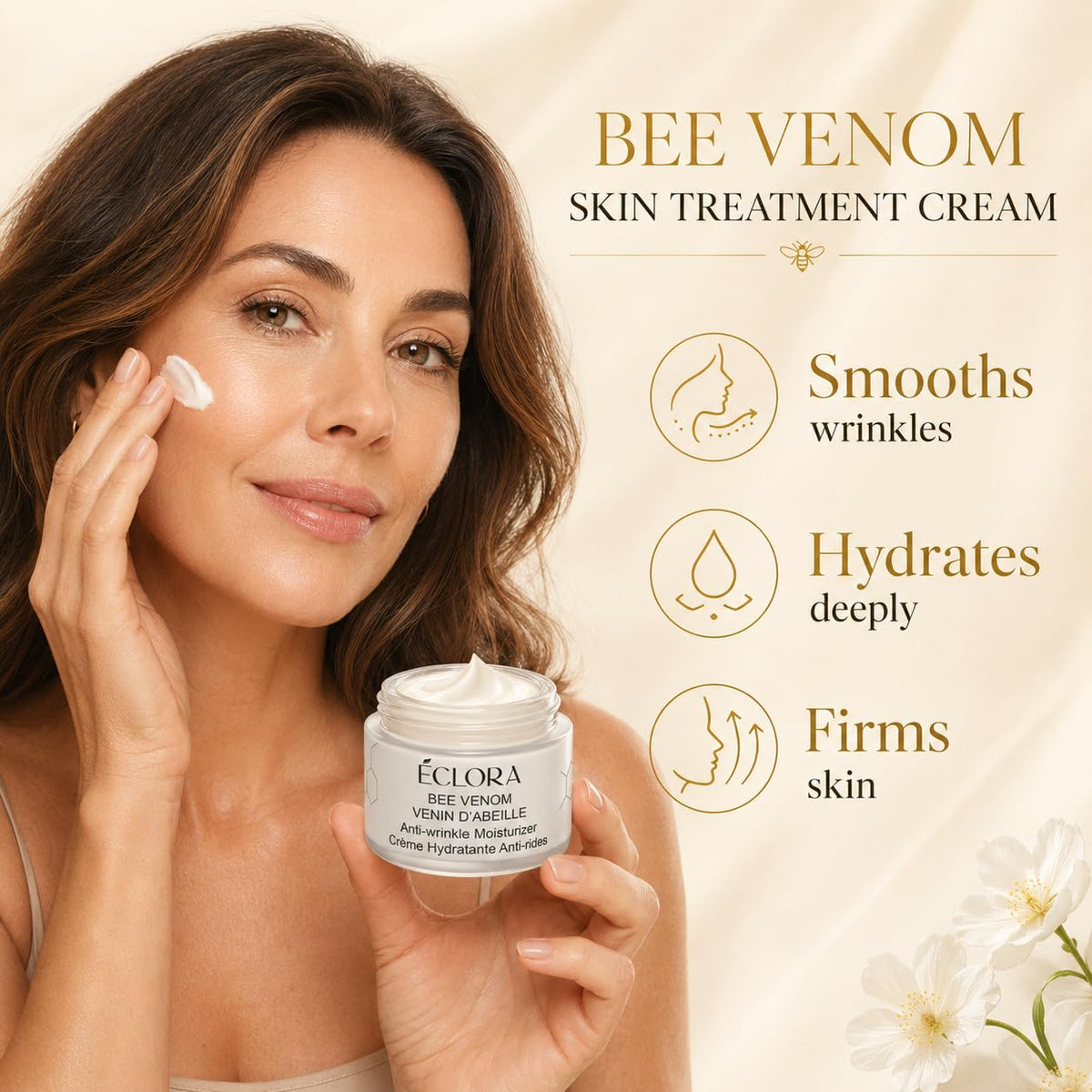 Éclora close-up texture view highlighting lightweight absorbent cream