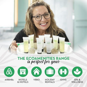 ECO amenities biodegradable tube label highlighting eco-friendly disposal