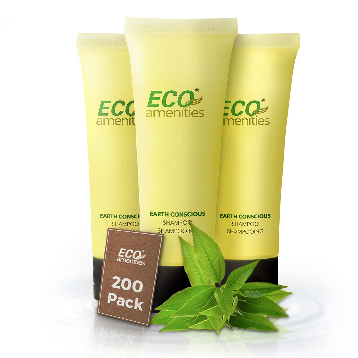 ECO amenities front packaging showing 200 tubes and value pack benefit