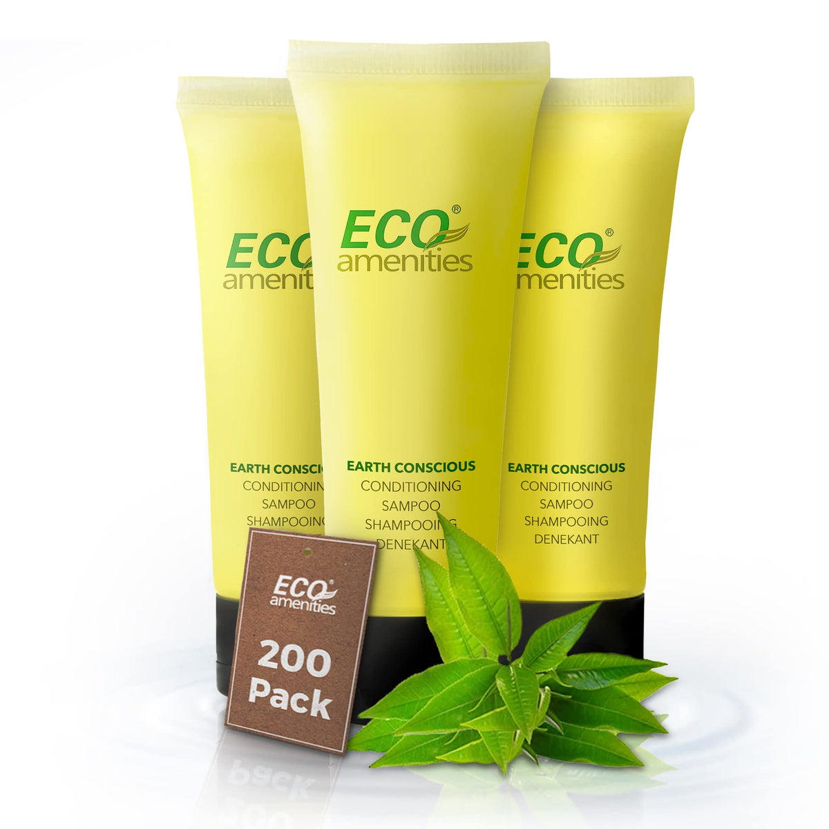 ECO Amenities front packaging showing 200-count bulk for easy restocking