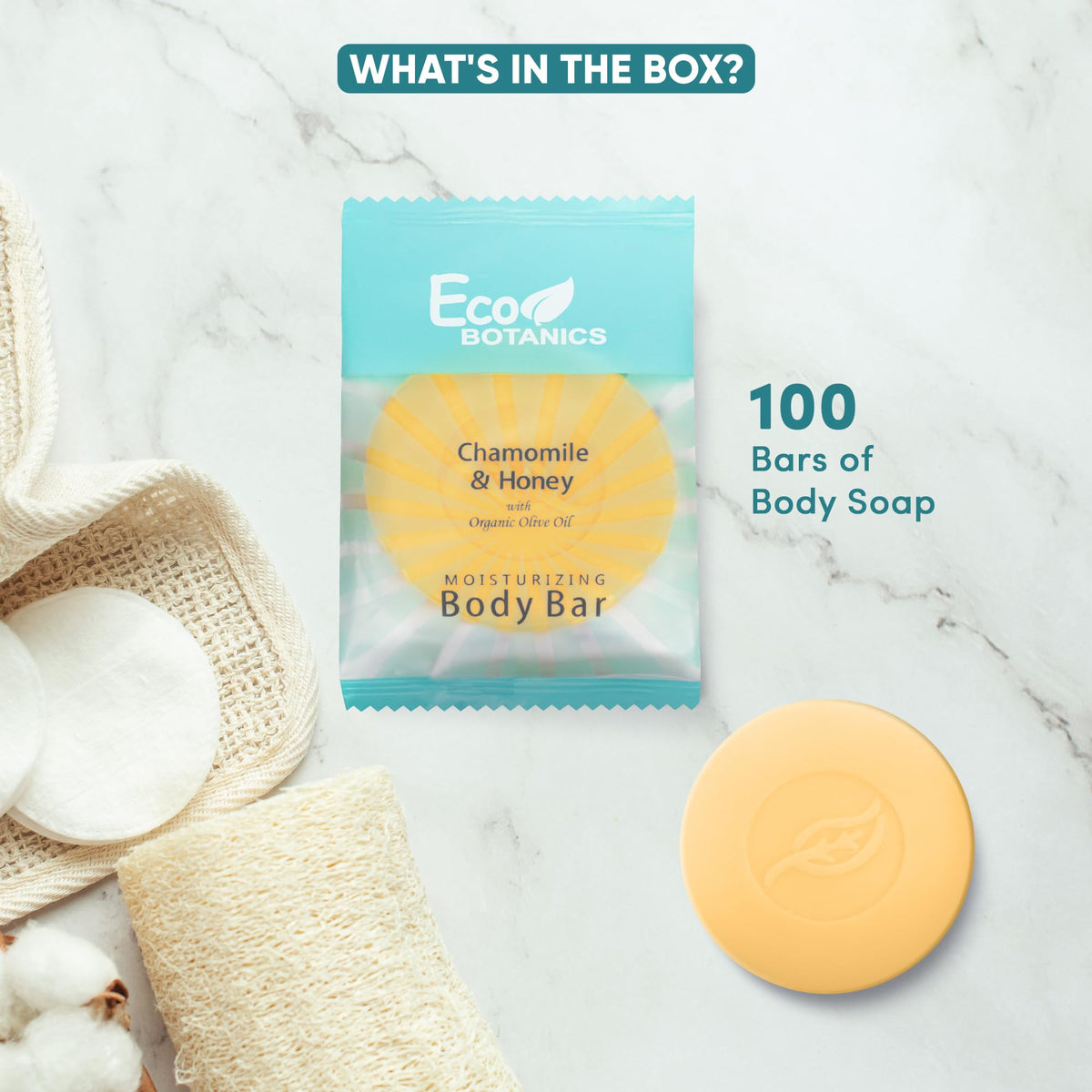 Eco Botanics wrapped bar packaging detail showing hygiene and easy guest presentation benefit