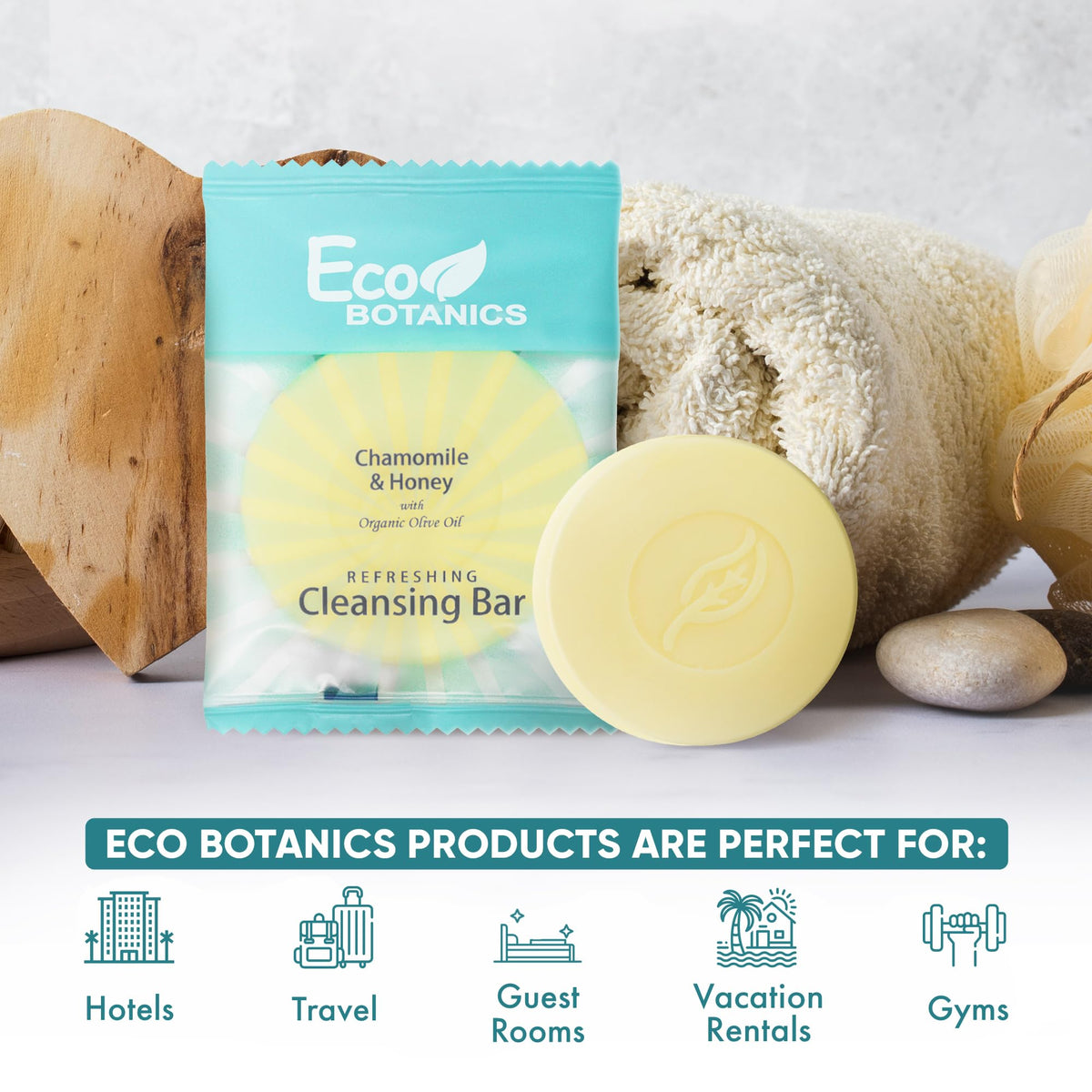 Eco Botanics single 0.5 oz bar close-up showing compact size and travel convenience