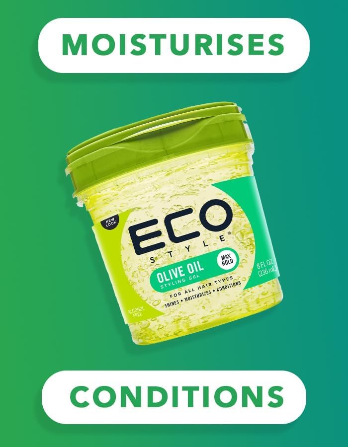 Eco Style used on braids showing defined, shiny, frizz-controlled results