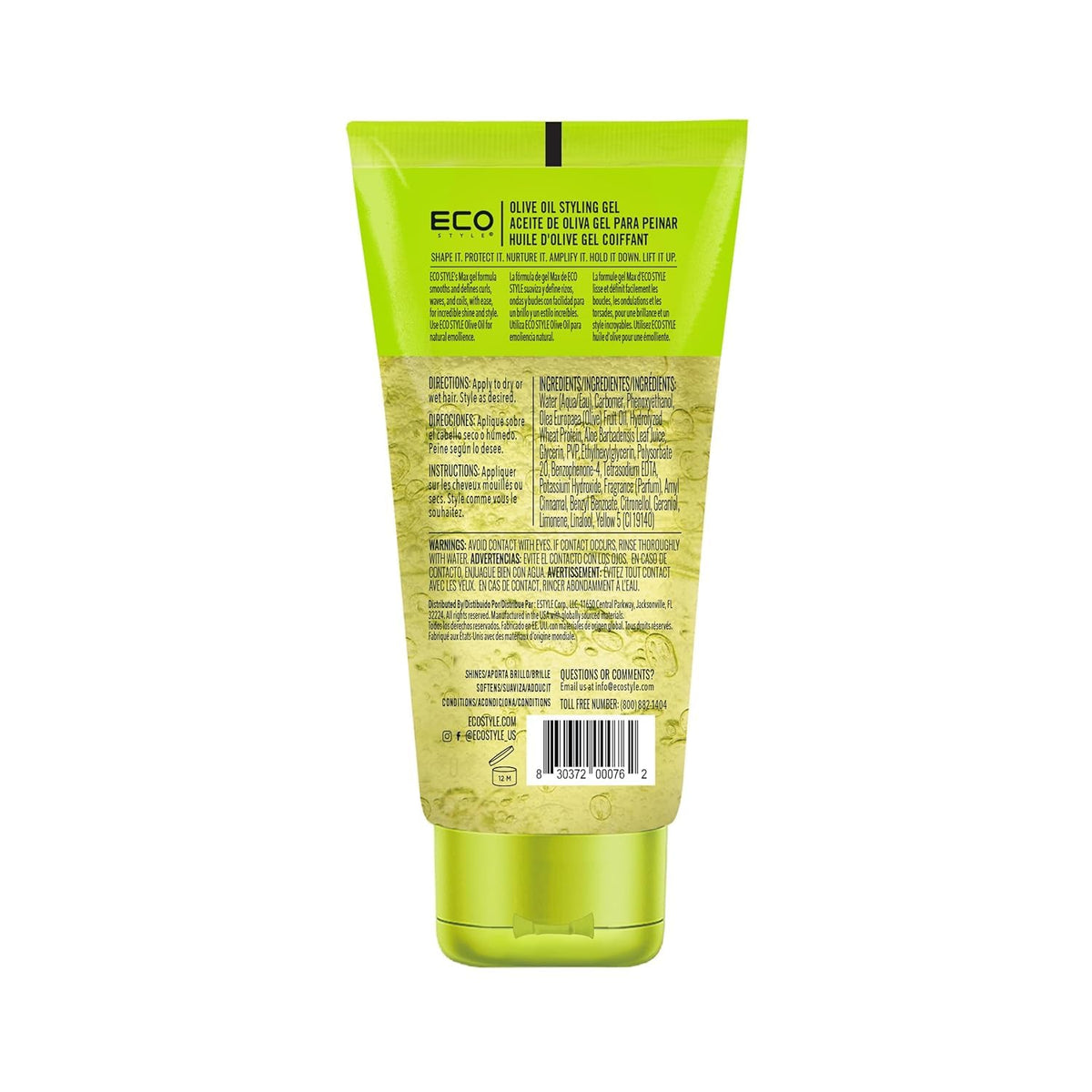 Eco Style open cap close-up showing gel texture that provides smooth application and shine