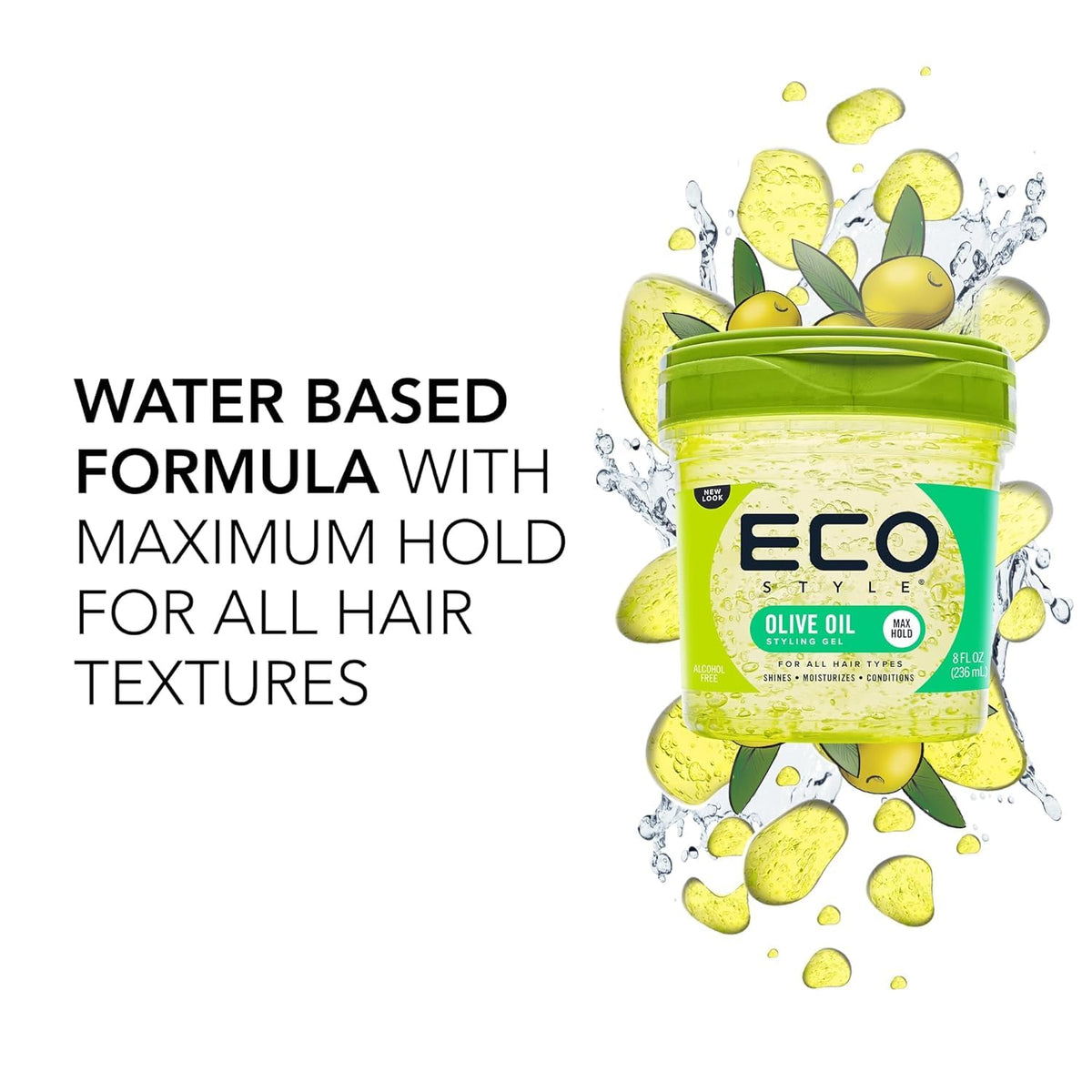 Eco Style with olive oil bottle visualizing natural moisturizing ingredient