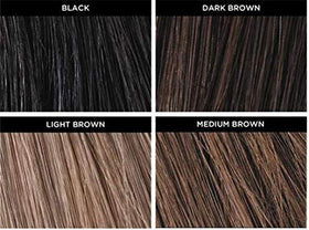 Close-up of Ecobell concealer tip applying pigment to dark brown strands for seamless blending