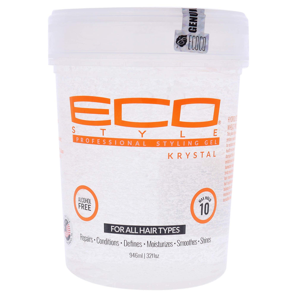 ECOCO clear Krystal tub front view showing size and label for long-lasting hold