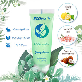 EcoEarth close-up label showing ingredients and travel-friendly design
