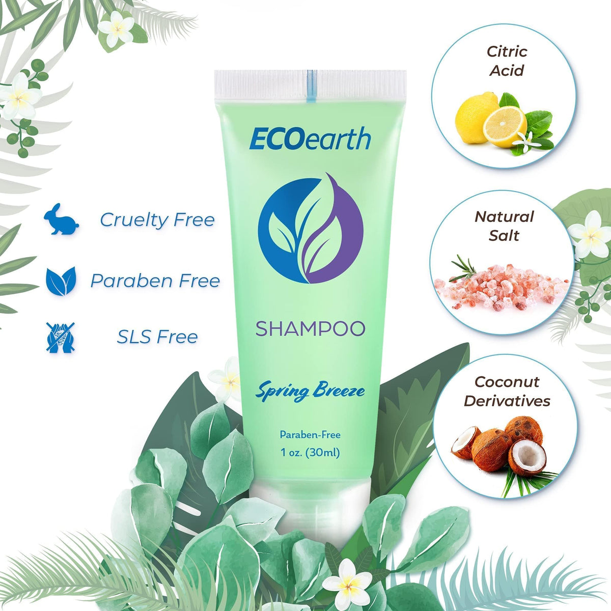 EcoEarth bottle close-up label highlighting ingredients and leak-proof cap for reliable use
