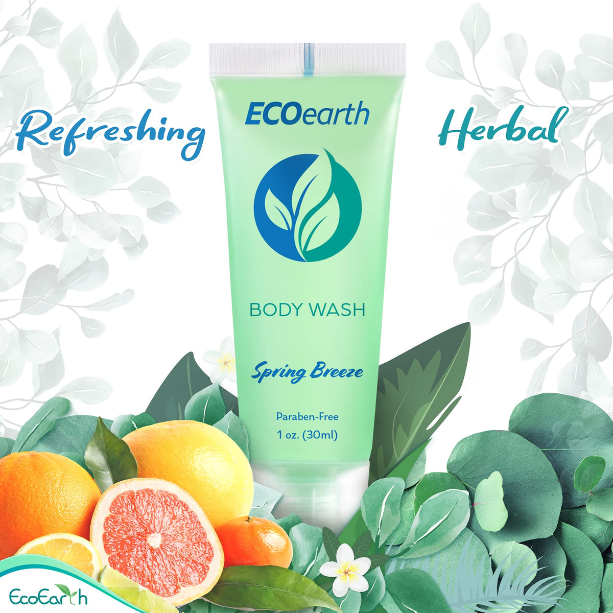 EcoEarth bottles arranged in a hotel bathroom for elevated guest amenities