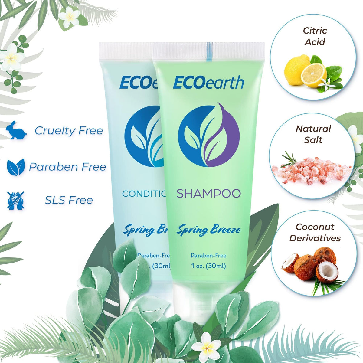 EcoEarth close-up label highlighting ingredients and benefit of cleaner formulation