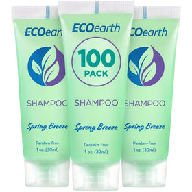 EcoEarth front packaging of Spring Breeze 100-pack showing brand and bottle display benefits guest presentation