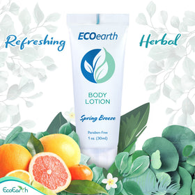 EcoEarth bottle beside common items showing 1 fl oz size scale