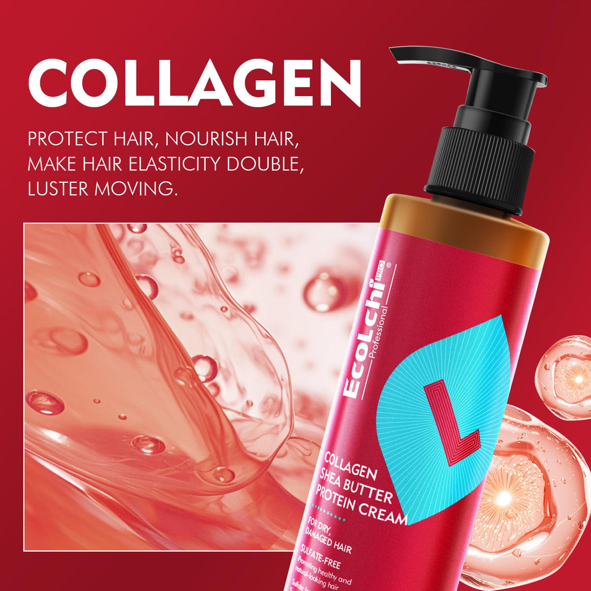 ECOLCHIPRO applied on hair by hand demonstrating detangling and smoothing action