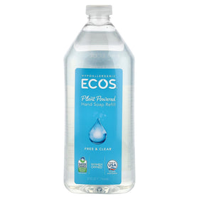 ECOS refill bottle front label showing unscented hand soap benefits