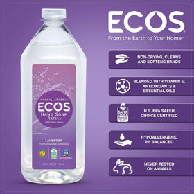 ECOS lavender foam on hands demonstrating gentle lather and hydration