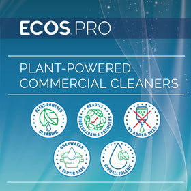 ECOS PRO next to a kitchen sink demonstrating commercial-grade, gentle cleaning