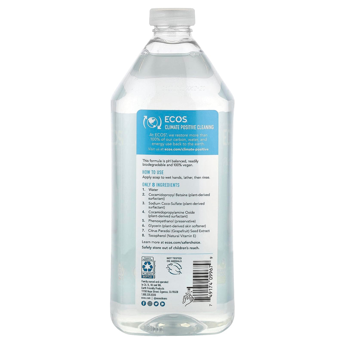 ECOS refill pouring into dispenser demonstrating easy refill and waste reduction