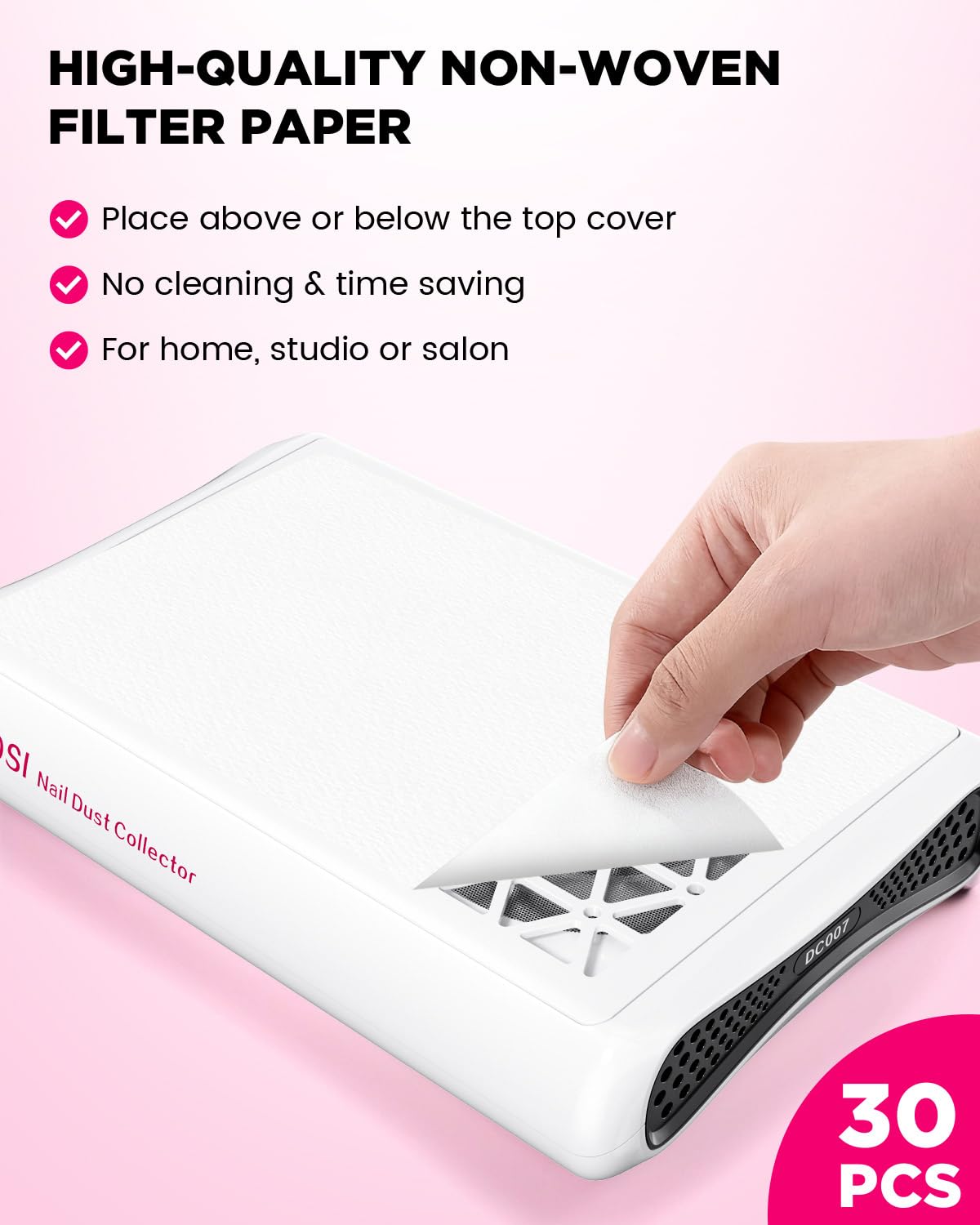 ECOSI in use at a manicure workstation reducing airborne dust for precision