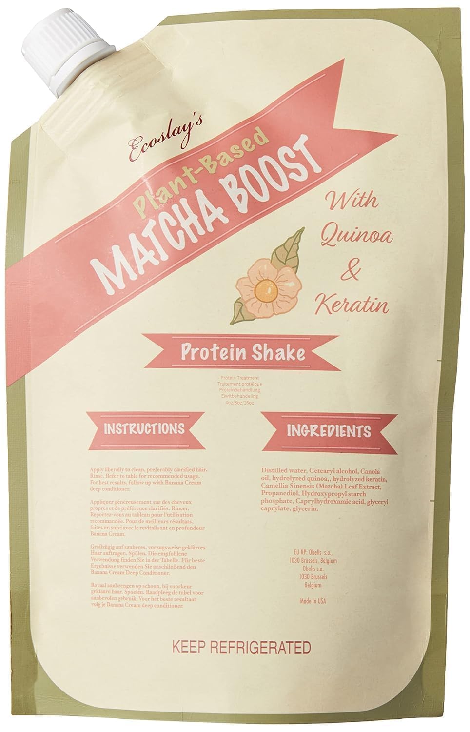 Ecoslay Matcha Boost jar front view showing label and 8 oz size for clear product identification