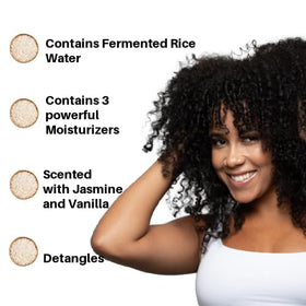 Ecoslay creamy leave-in texture on pump emphasizing slip for easier detangling