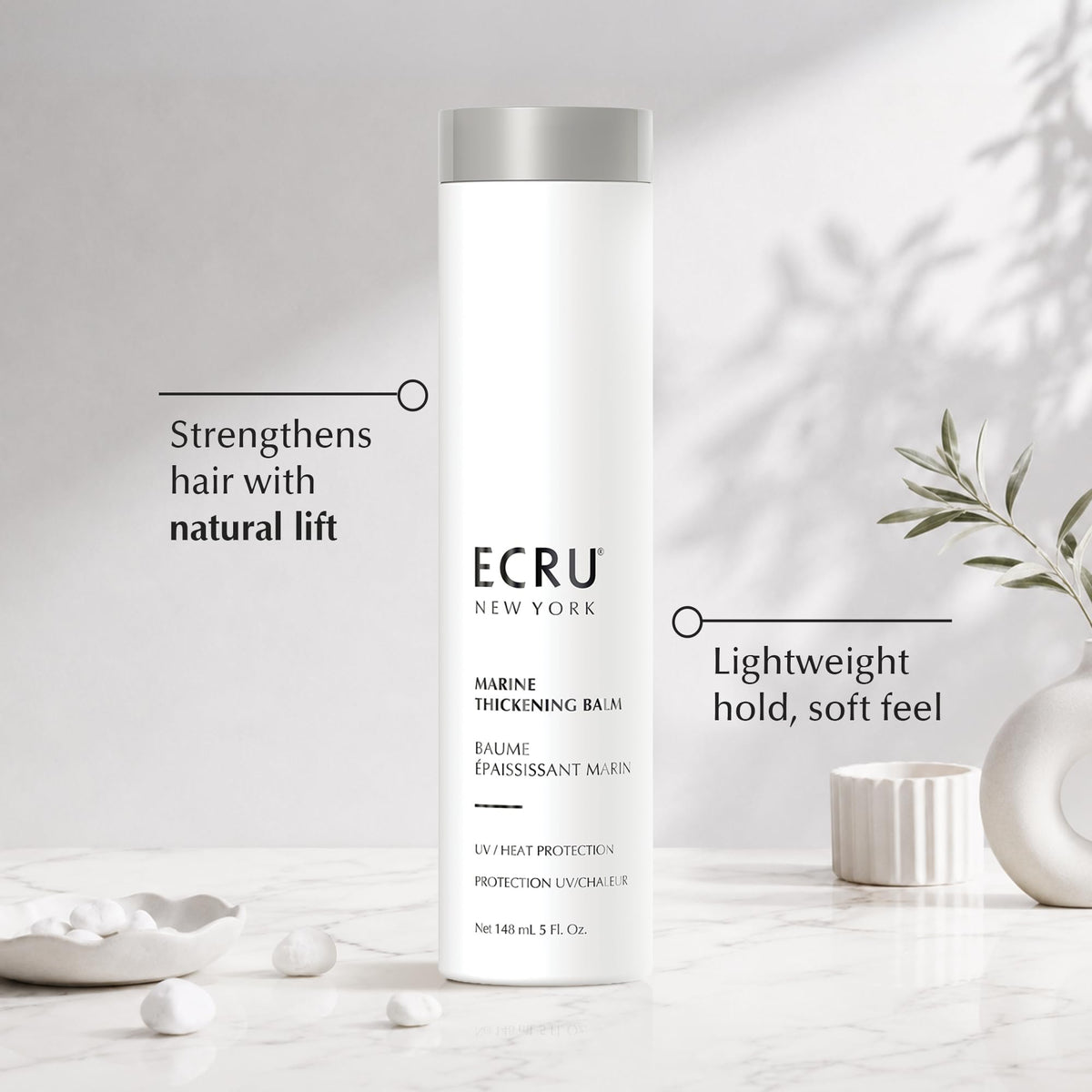 Ecru New York before and after blow-dry showing visible increased volume