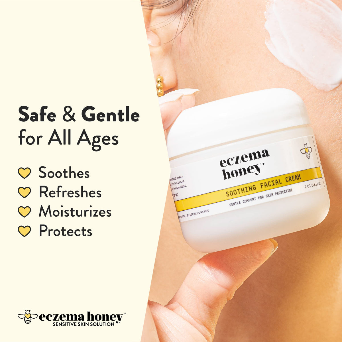 ECZEMA HONEY application on hand demonstrating gentle spreadability and hydration benefits