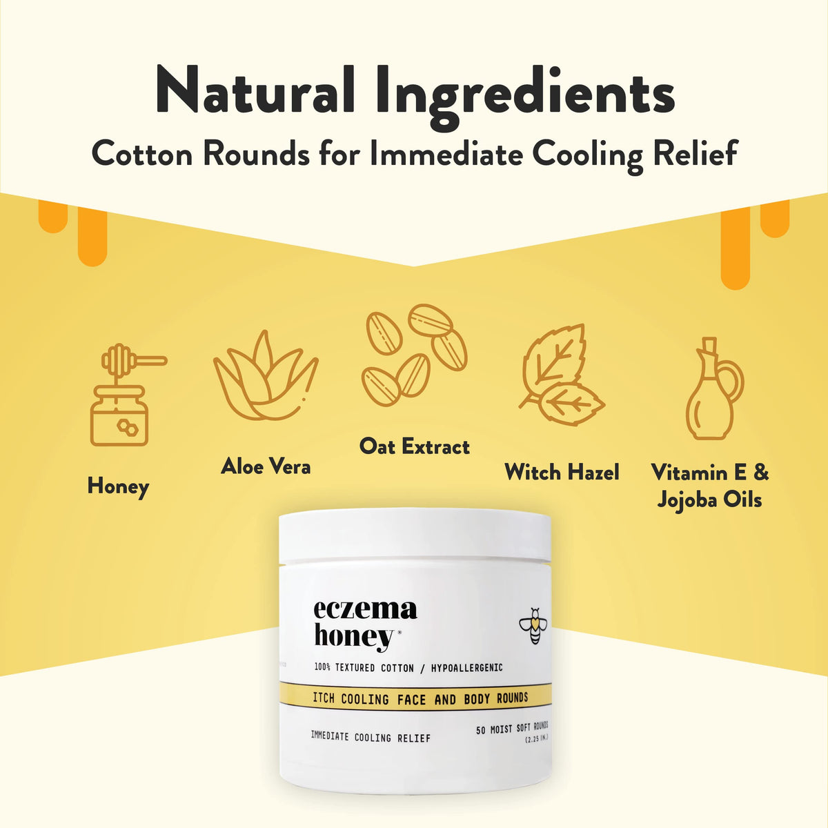 ECZEMA HONEY close-up of saturated cotton pad texture for immediate cooling