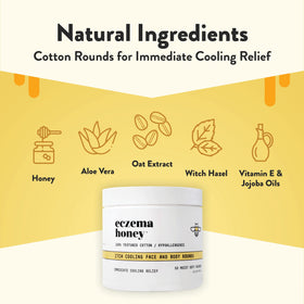 ECZEMA HONEY close-up of saturated cotton pad texture for immediate cooling