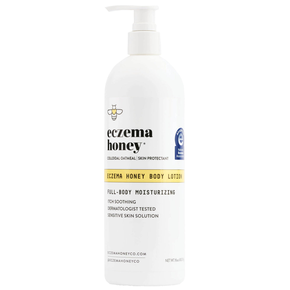 ECZEMA HONEY front packaging showing 16 oz bottle and label benefits