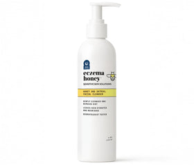 ECZEMA HONEY front packaging showing label and 6 oz bottle, communicates gentle cleansing