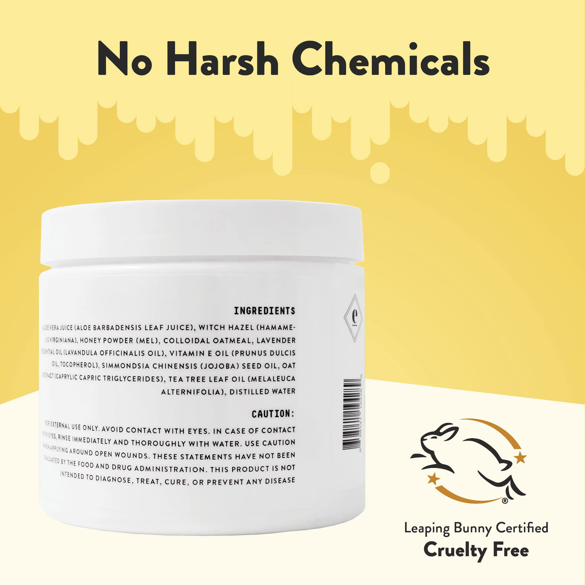 ECZEMA HONEY ingredients display with aloe and colloidal oatmeal showing natural care