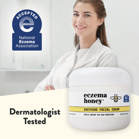 ECZEMA HONEY lifestyle bathroom counter scene illustrating everyday calming skincare routine