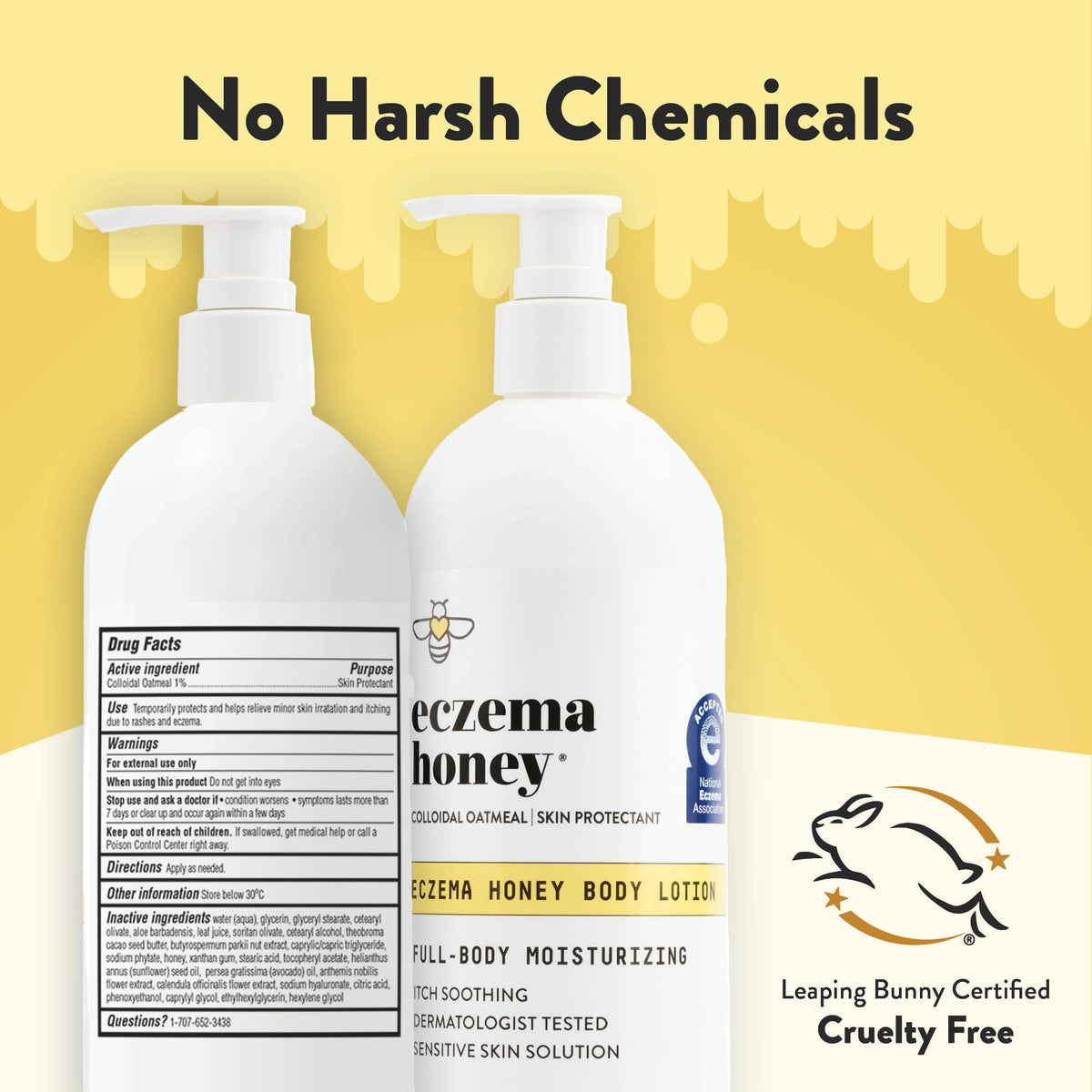 ECZEMA HONEY on bathroom shelf in use, promoting daily hydration routine