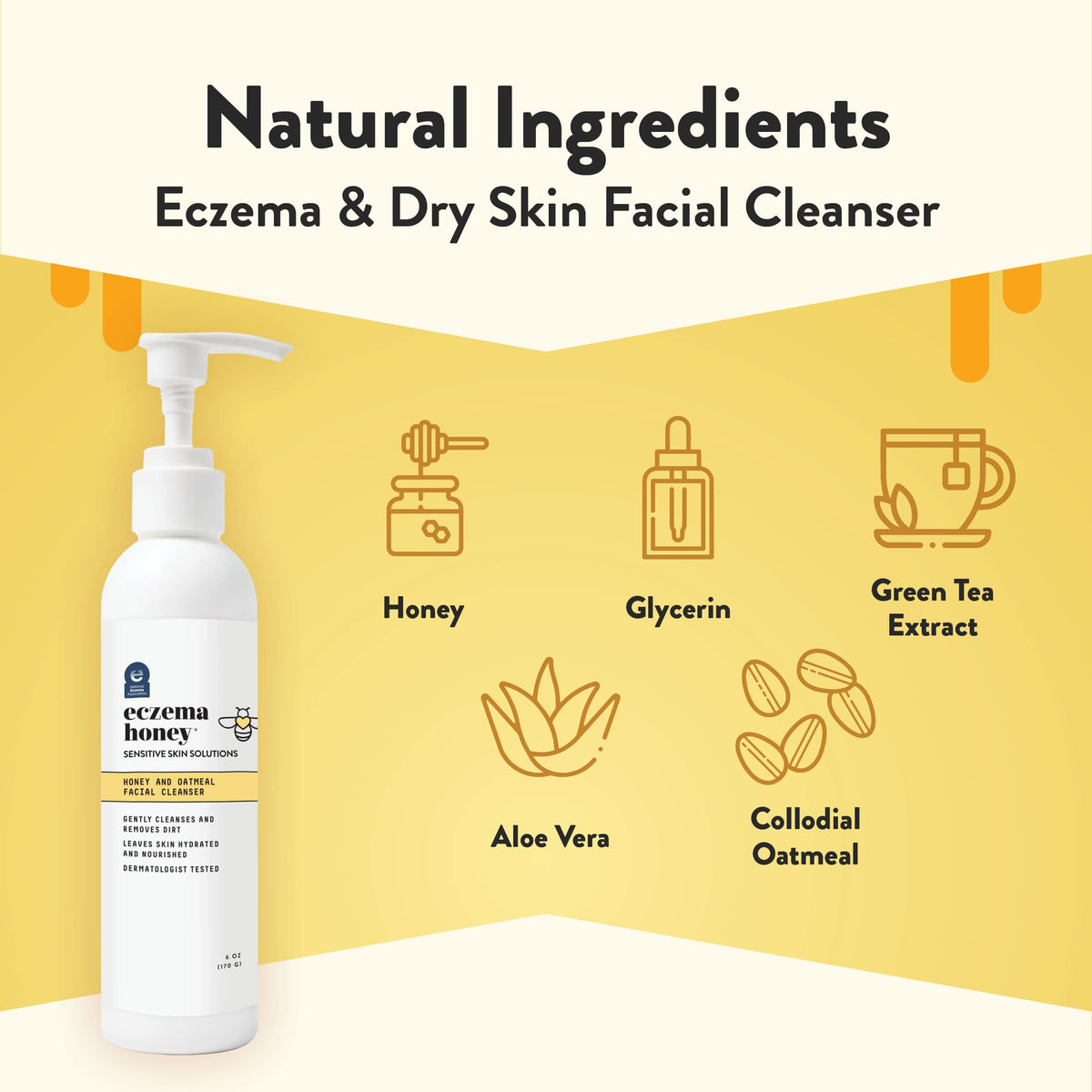 ECZEMA HONEY pump dispenser detail for easy one-handed usage and controlled application
