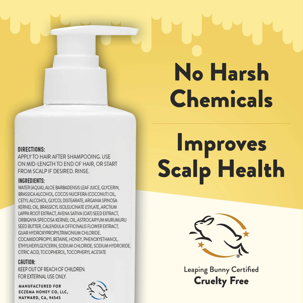 ECZEMA HONEY 8 oz bottle next to common items for size and portability
