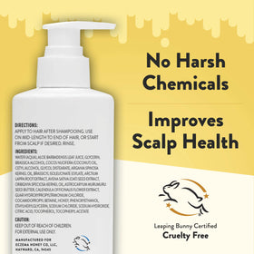 ECZEMA HONEY 8 oz bottle next to common items for size and portability