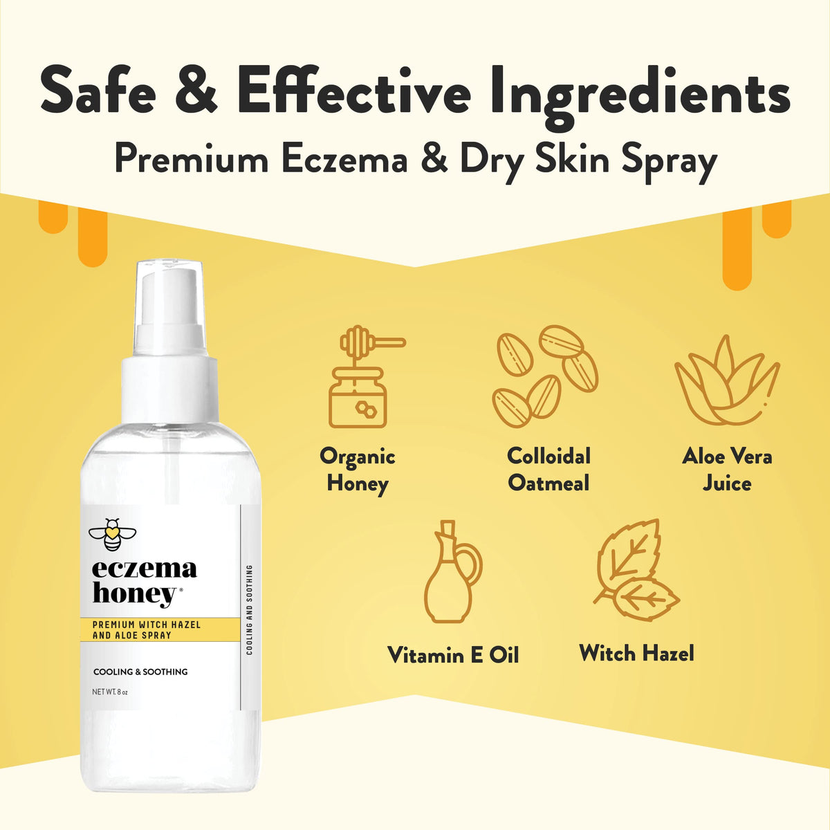 ECZEMA HONEY close-up mist texture delivering light hydration