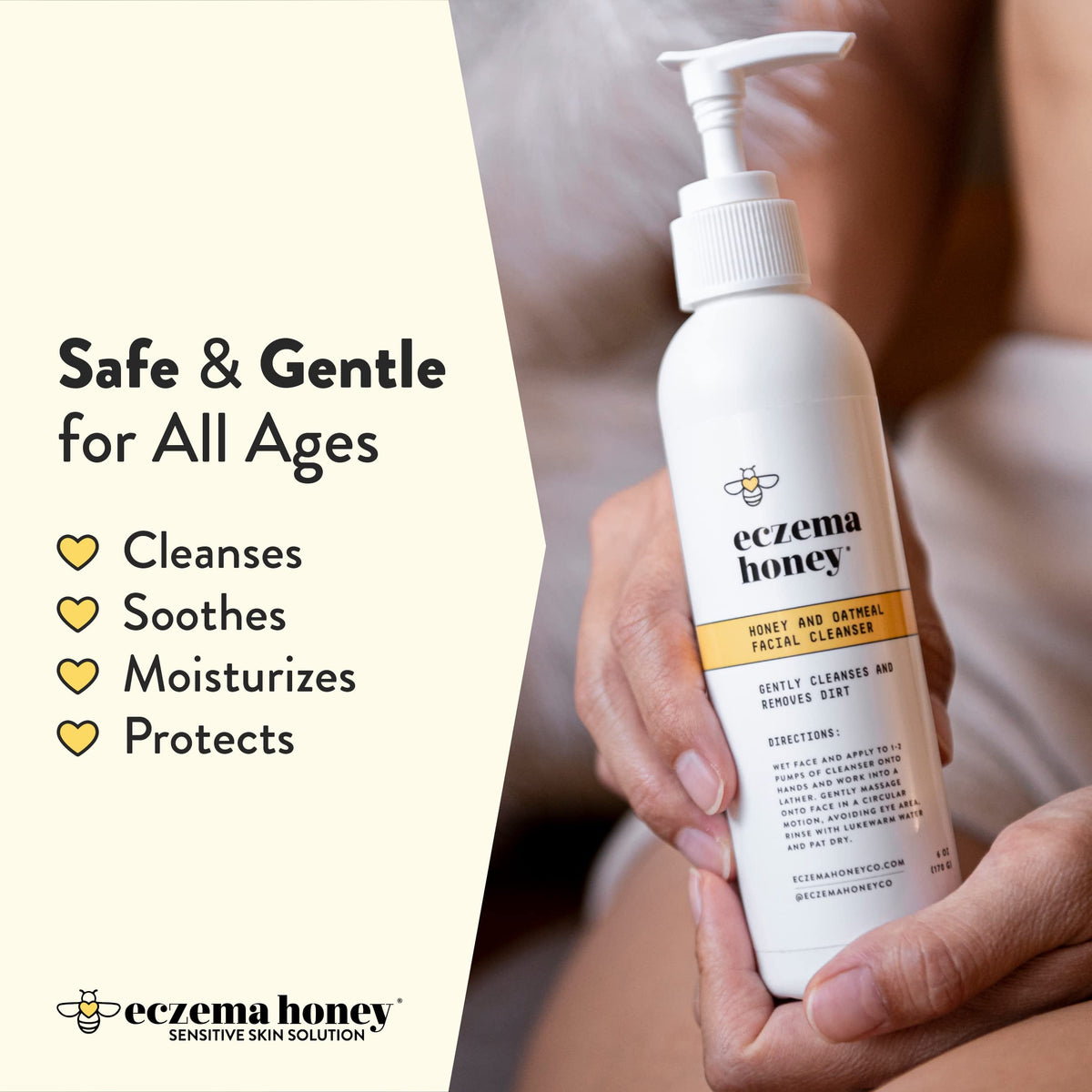 ECZEMA HONEY foamy texture closeup illustrating mild lather that hydrates sensitive skin