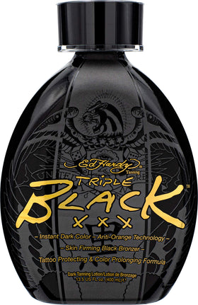 Ed Hardy bottle front view showing product branding and dark bronzer benefits
