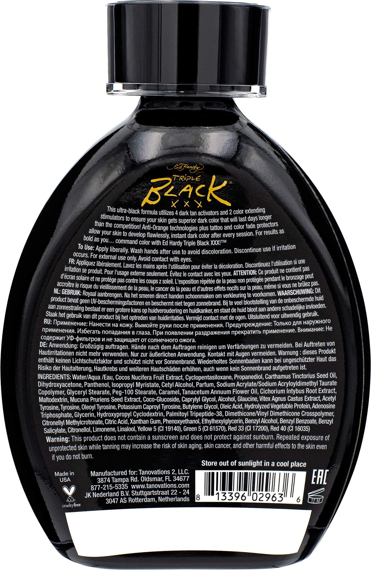 Ed Hardy lotion texture close-up highlighting silky silicone finish and hydration