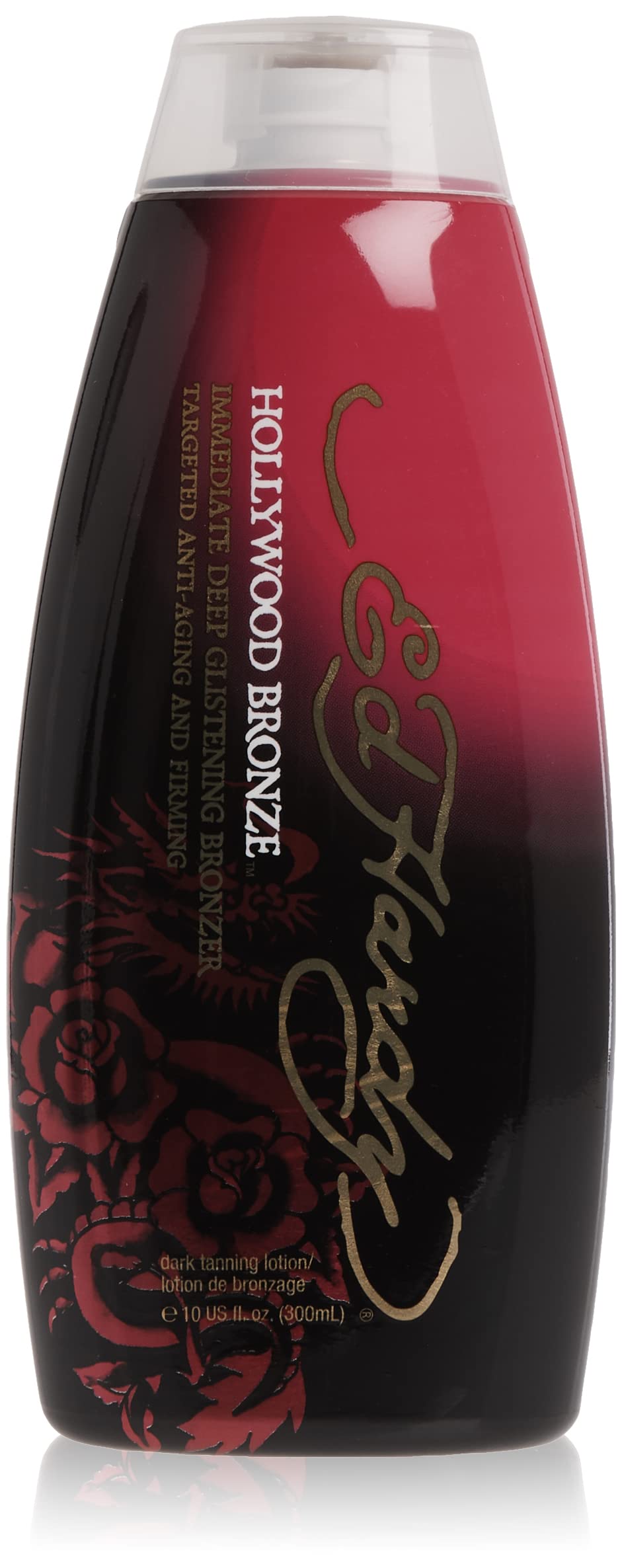 Ed Hardy front packaging showing bottle and label, fast visible bronzing