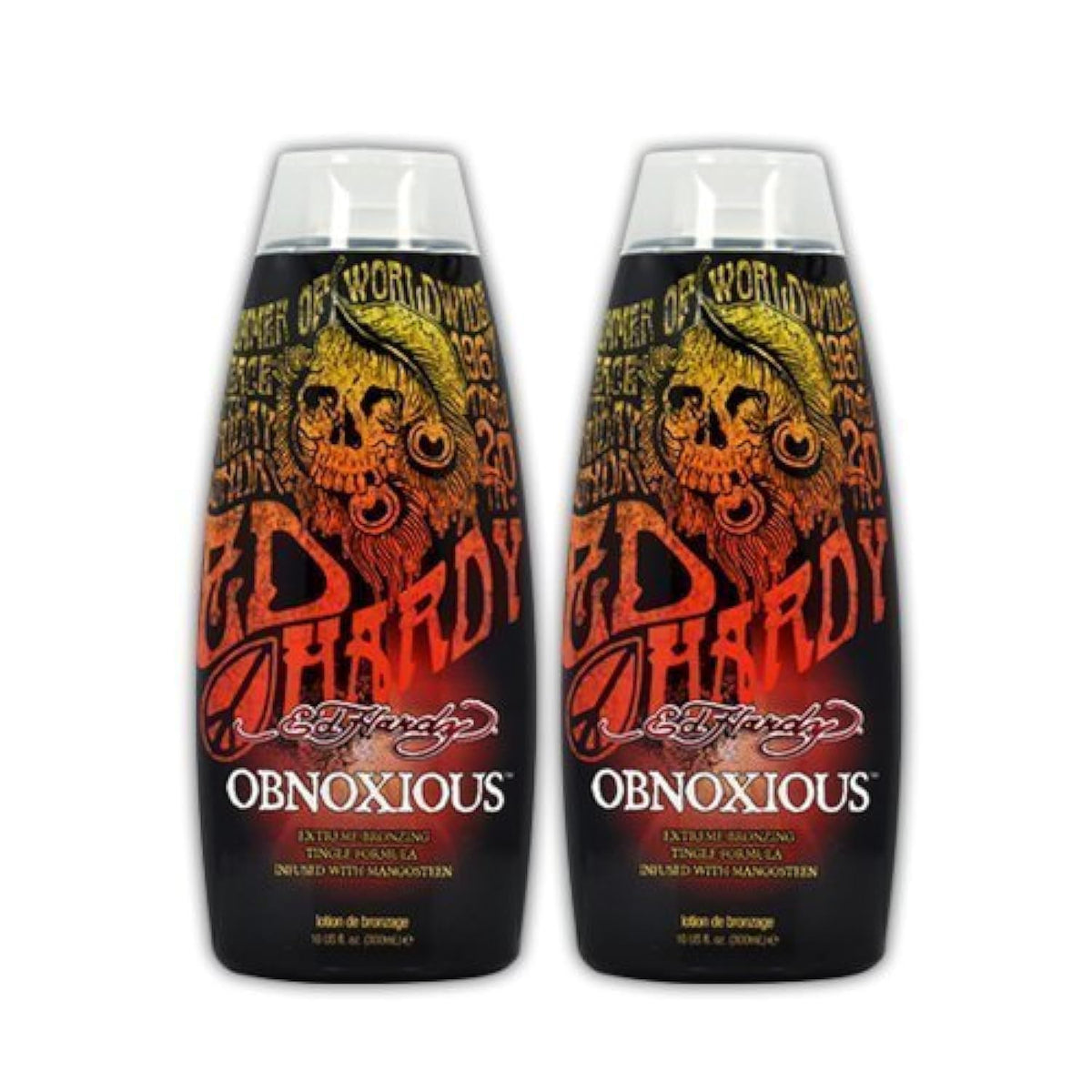 ED HARDY front packaging showing lot of two bottles and product labeling benefits