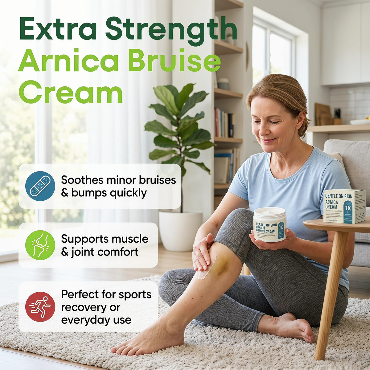 EdenEdges being applied to forearm demonstrating targeted care for bruises and swelling