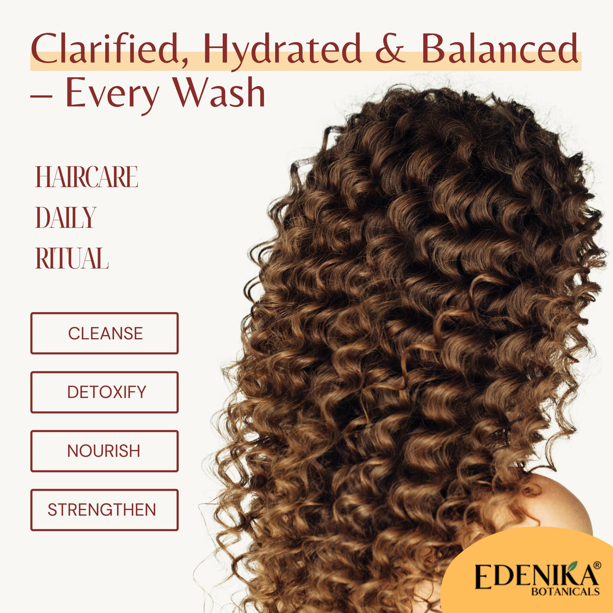 Edenika Botanicals shampoo lather demonstration showing clarifying foam action