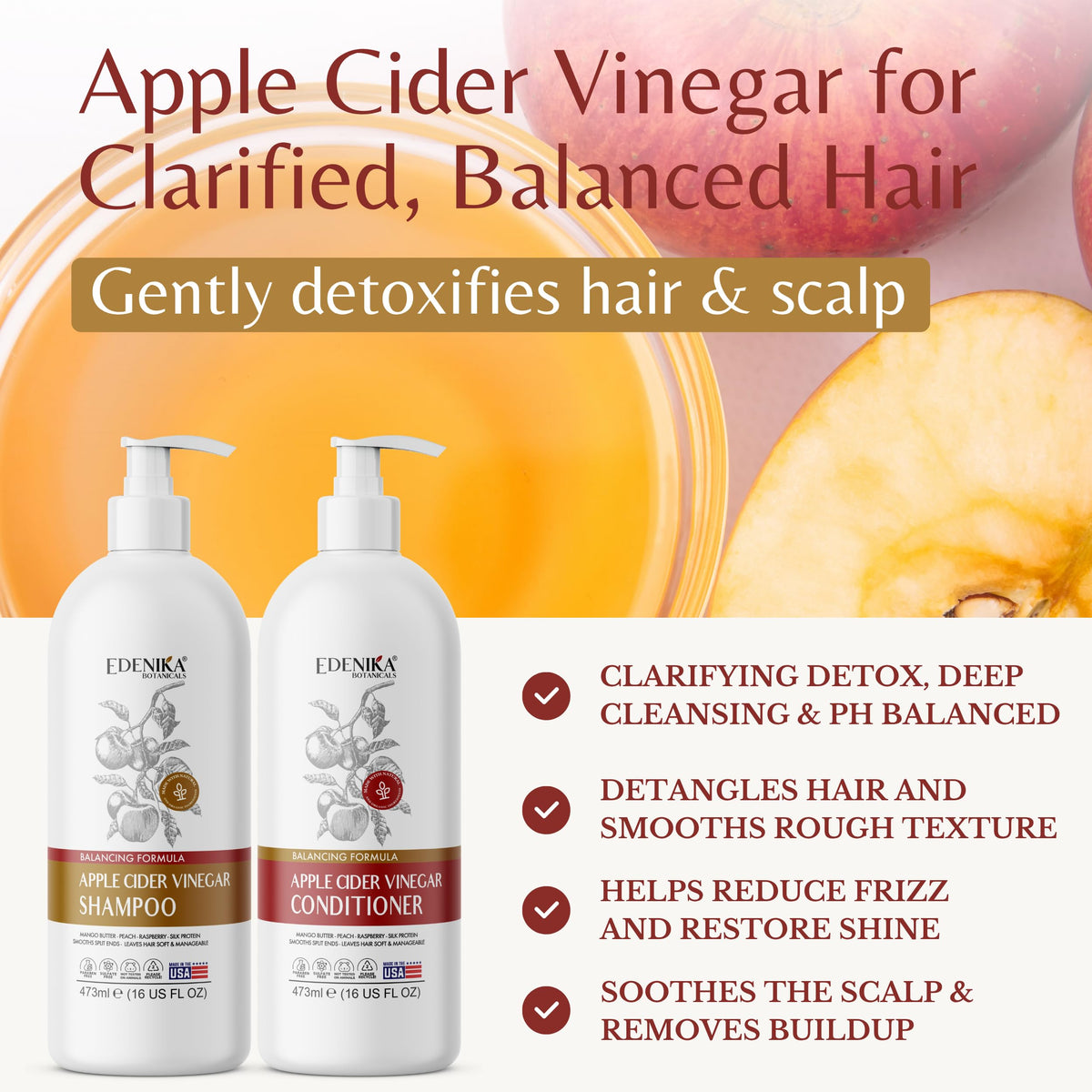 Edenika Botanicals shampoo pump close-up highlighting easy dispensing and control