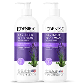 Edenika Botanicals on bathroom shelf staged for a relaxing shower ritual
