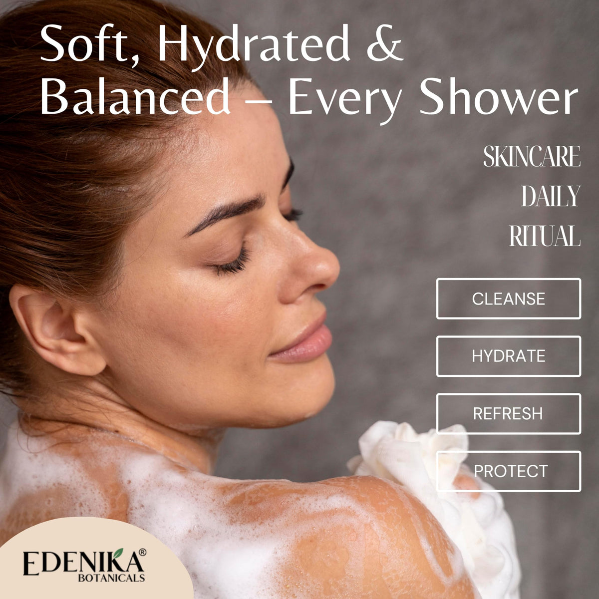 Edenika Botanicals bottle with fresh lavender sprigs for soothing aroma