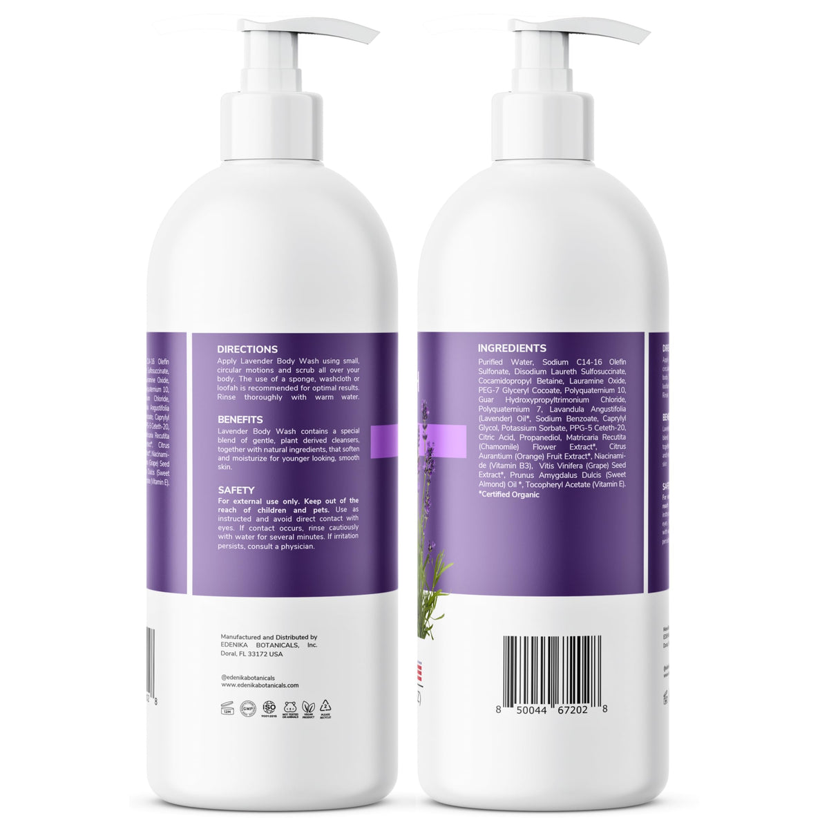 Edenika Botanicals 16 fl oz bottle next to common items for scale